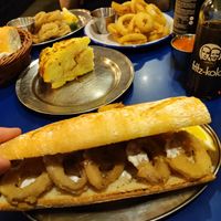 Calamari, Tortilla & Onion Rings at B13 Bar in Madrid