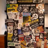 Some vegan+punk+antifascist stickers at B13 Bar in Madrid