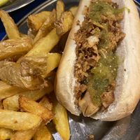 Hot dog  at B13 Bar in Madrid