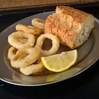 Vegan Calamari:first time I ate them I left the table,walked to the Bar and asked the guy "Did you give me seafood?I m Vegan"!! Lol at B13 Bar in Madrid