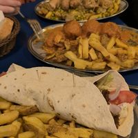 Vegan sausage, vegan meat balls and seitan durum. at B13 Bar in Madrid
