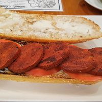 Chorizo sandwich at B13 Bar in Madrid