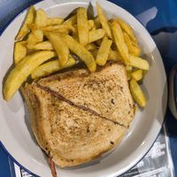 Sándwich mixto con patatas at B13 Bar in Madrid