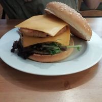 double chicken burger (without tomato and onion) at B13 Bar in Madrid
