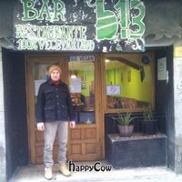 front of new place of B13 at B13 Bar in Madrid