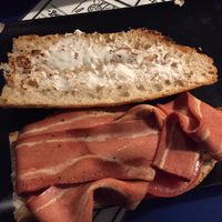 Bagguete with soy ham. Very good! For about 6€ (not sure) at B13 Bar in Madrid