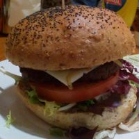 Gourmet hamburguer at B13 Bar in Madrid
