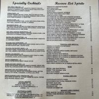 Drink menu  at The Rim in Volcano