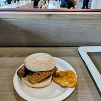 Vegan sausage roll and hash brown at The Stonehenge in Salisbury
