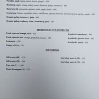 Menu 6 at Prana in Belgrade