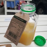 Supposedly green juice, which is essentially an apple juice with traces of greens at Prana in Belgrade