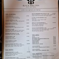 The menu at The Black Bull in Moffat