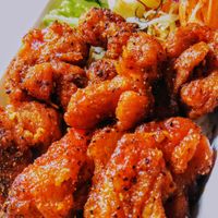 Spicy soy chicken and rice at Olu Olu Cafe in Tokyo