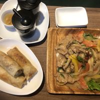 Spring rolls and coconut chicken  at Olu Olu Cafe in Tokyo