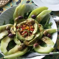 Salade avocat melon poivrons at La Garnasette in Rosieres