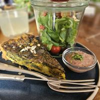 Quiche with salad and dip at Soul's in Dusseldorf