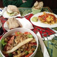 salad, nachos and sandwiches at La Muga in Bilbao