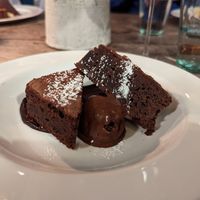 Vegan chocolate brownie, ganache and ice cream. at Marle in Hook