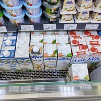 Alpro almond, soy, and oat "milk" at Bob's Red Mill in Tashkent