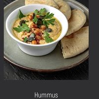 Hummus dip and bread   at The Penthouse Cafe in Chisinau