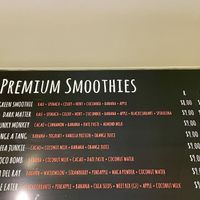 Pulp Friction’s smoothie menu. at Pulp Friction - Trafalgar on Collins in Hobart