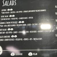 Pulp Friction’s salad menu. at Pulp Friction - Trafalgar on Collins in Hobart