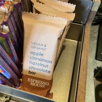 They always carry lots of vegan small chocolates, bars etc  at Espresso House - Gamla Stan in Stockholm