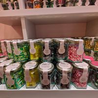 Jars of sweets at Confiserie Zucchero in Bruges