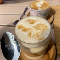 chai latte and cappucino (with funny spoon!) at Laib & Seele in Freistadt