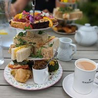 Afternoon tea in August 22 (outdoors in lovely gardens) at Oakhill in Cromford