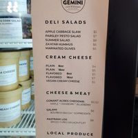 To-go case menu/price list at Gemini Cafe & Bakery in Bethel