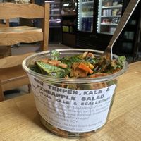 Pre-made salad with ingredients clearly labeled.   at Gemini Cafe & Bakery in Bethel