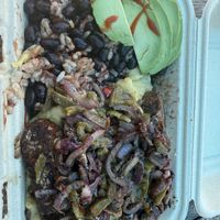 Cactus Mofongo with tempeh brisket   at Hippy Eats in Austin