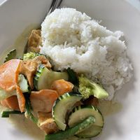 Green tofu curry - good but too sweet and rice a bit overcooked   at Manly Thai Gourmet in Manly