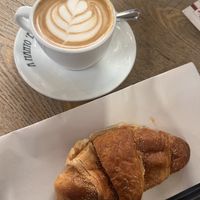 cappuccino con soya / vegano jam brioche   at Caffè Diaz in Naples