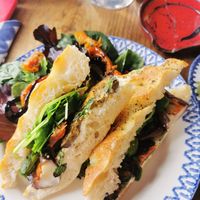 Delicious aubergine focaccia! at Matsa Caffè in Bordeaux