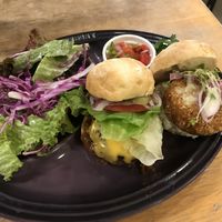 The sliders and salad 🤤  at Cafe Graphy in Tokyo