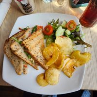 Tomato onion spinach and cheeze toastie at Lowry's at the Chandlery in Berwick-upon-tweed