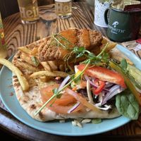 Cajun chicken flatbread made vegan.  at The Royal Oak in Wigan