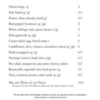 Menu clearly marked with vegan options (vg).  at The Greyfriar in Alton