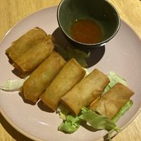 Starter: deep fried spring rolls. A bit stingy with the sweet chilli sauce.   at AnTee Vegan in Hamburg