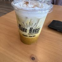 Turmeric Chai with vegan Whipped Creamm  at Dark Horse Coffee & Kitchen in Sayville