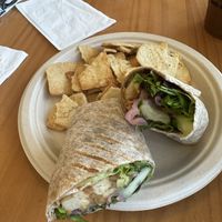 Thai lettuce wrap and pita chips  at Dark Horse Coffee & Kitchen in Sayville