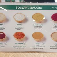 Sauce selection at Çosa in Istanbul