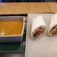 Soup and falafel wrap at Çosa in Istanbul