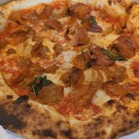 Pepperoni pizza... the best vegan pepperoni I've ever had! at Yukon Pizza in Las Vegas