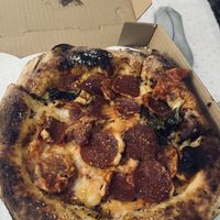 Vegan Peperoni, got a little shaken at transport   at Yukon Pizza in Las Vegas