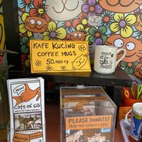 Lots of gifts and merchandise for sale to support the charity  at Kafe Kuching - Cats of Gili in 