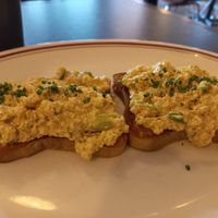 Toast with scrambled tahini tofu at The Breakfast Club in Croydon