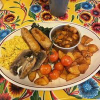 veggie spoon with vegan scrambled tofu  at The Breakfast Club in Croydon